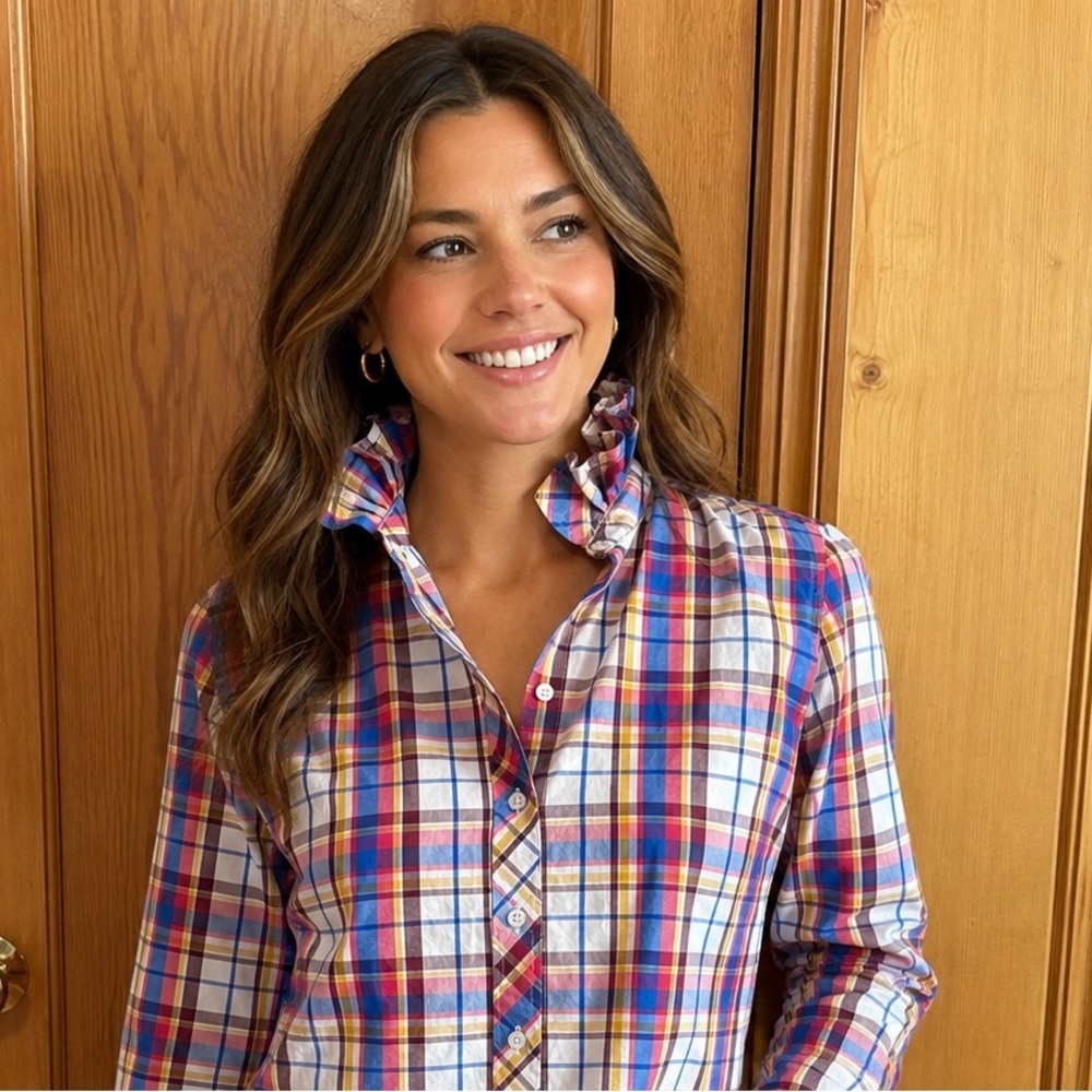 Upcycled Ruffle Collar Talbots Petite S Shirt
